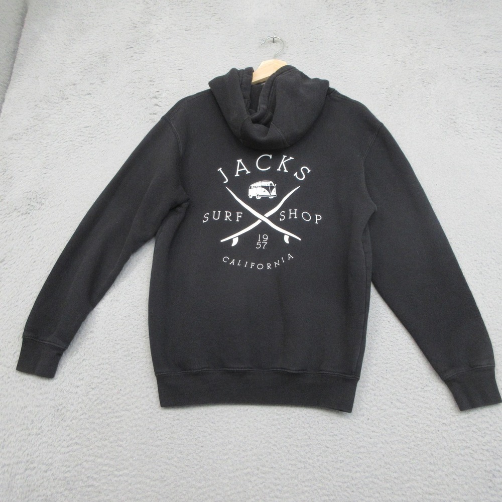 Jacks Surfboards Hoodie Mens Small Black Surf Shop VW Bus Graphic California